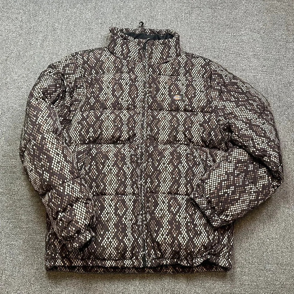 Dickies Urban Outfitters Snakeskin Camden Puffer in Brown Women's Large - Picture 2 of 8